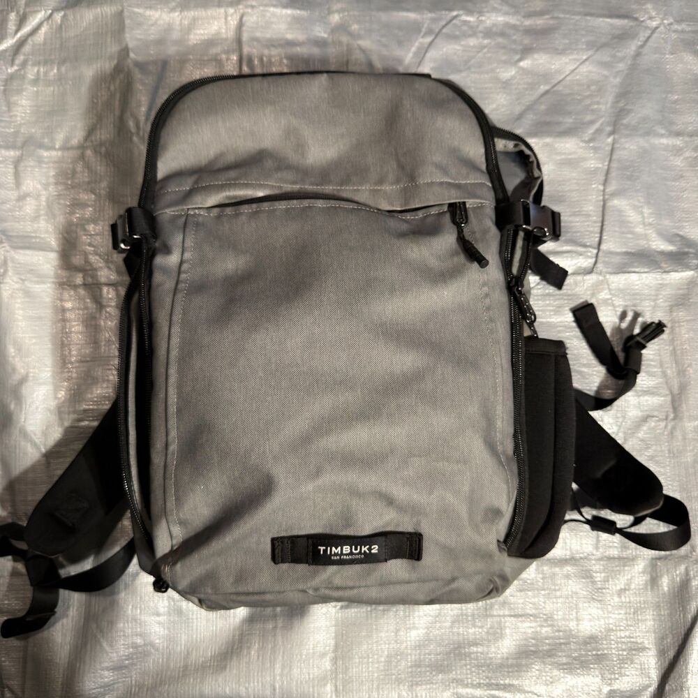 Timbuk2 Authority Laptop Backpack Gray Commuter Travel Bag Organizer Water Bottl